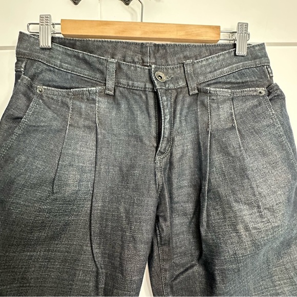 🎆 Theory pleated straight leg jeans 26 28 mid rise trouser blue designer dressy - Picture 4 of 12